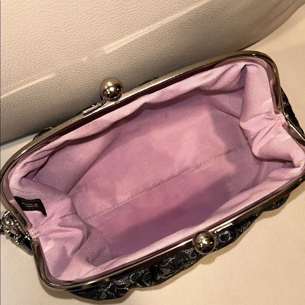 Coach Optic C Mini Signature Lurex Black Wristlet Clutch - Picture 13 of 17